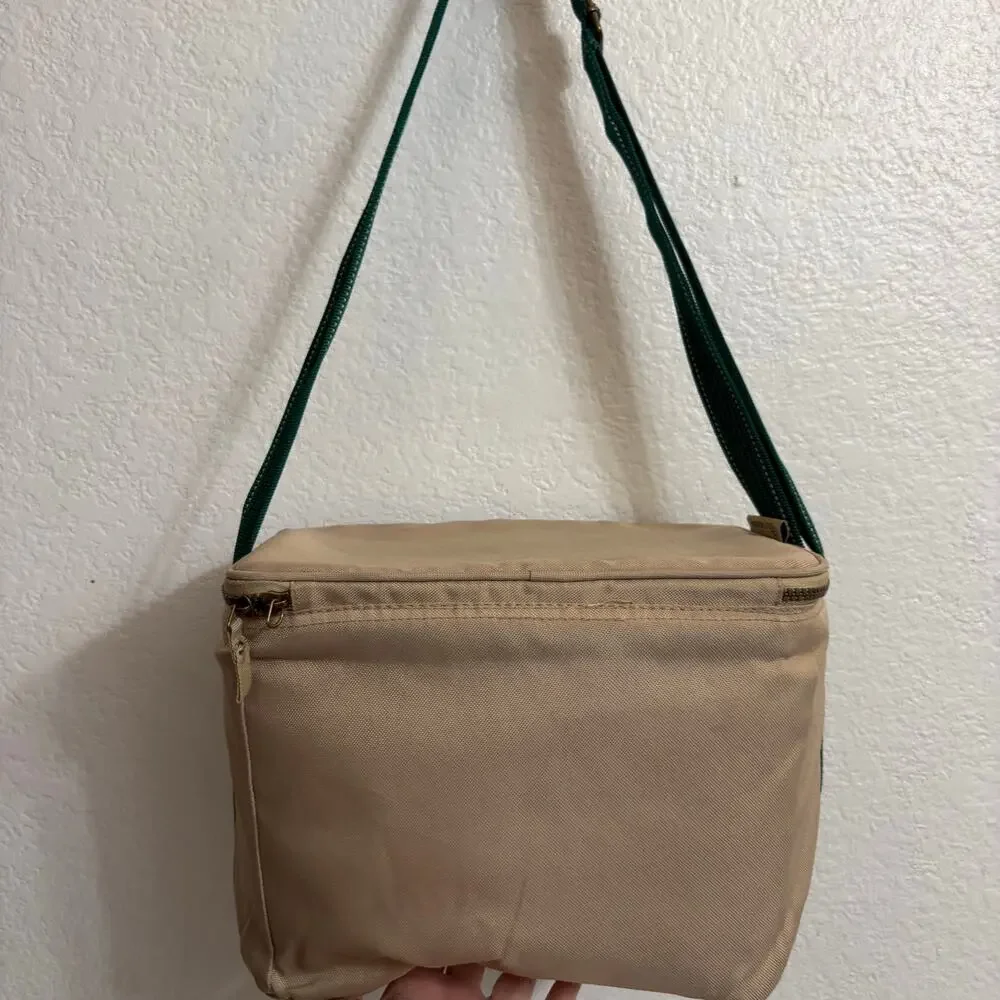 Ducks Unlimited Insulated Cooler Lunch Bag Khaki Canvas Green Strap